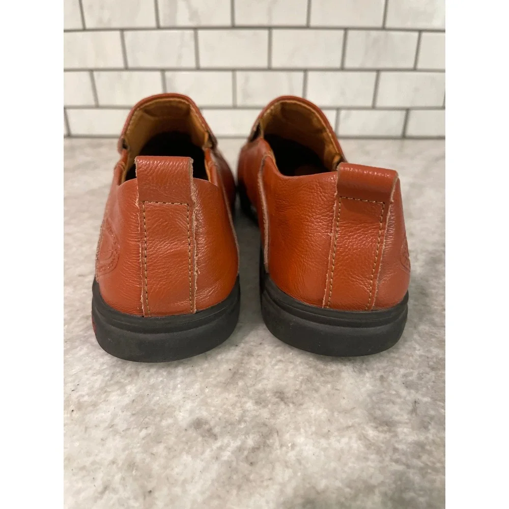 Clohoo Loafers Mens 11 Tan Cognac Leather Slip On Casual Whipstitch Moc Toe